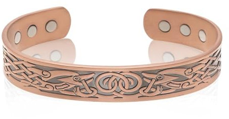 PRAOFRT 1 Stück Magnetarmband damen Kupferarmband damen Kupfer Magnetarmbänder Gauss Kupfer Armband mit 6Magneten Massiver Kupfer Armreif Verstellbare Manschettenarmbänder für Herren Damen（B）