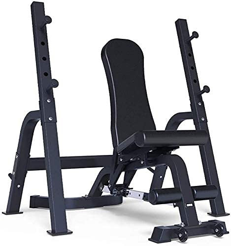 GLJTUO Hantelbank Trainingsbank Klappbare Hantelbank Multifunktions-Hantelbank Langhantelbank Kniebeugenständer Home Hantelbank Fitnessstuhl Fitnessgeräte Dumbbe,Black-147 * 74 * 50cm