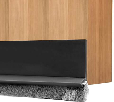 AIMEKE 2 Stück Zugluftstopper für Türen 100cm Türdichtung Selbstklebend Bürstendichtung Türbodendichtung Unten Türleiste mit Bürste (Schwarz)