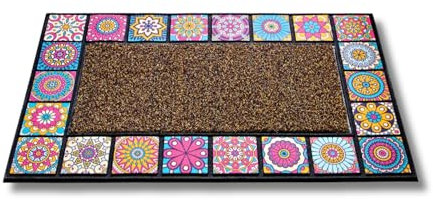 3 Pagen® Fußmatte außen & innen Mehrfarbig mit Muster, Hochwertige Bunte Türmatte, Eingangsmatte pflegeleicht & wetterfest, rutschfeste Sauberlaufmatte, Schmutzfangmatte Mehrfarbig, 45 x 75 cm