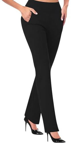 Pantalones de Trabajo elásticos de Cintura Alta para Mujer, Pantalones Acampanados de Pierna Ancha, Pantalones de Oficina para Meter por Dentro