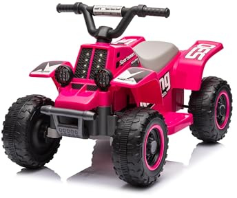 Garvee Quad Elettrico per Bambini 6V con Musica, Poggiapiedi e Marce Avanti/Retro, 70x42x45 cm, per Bambini dai 3 Anni