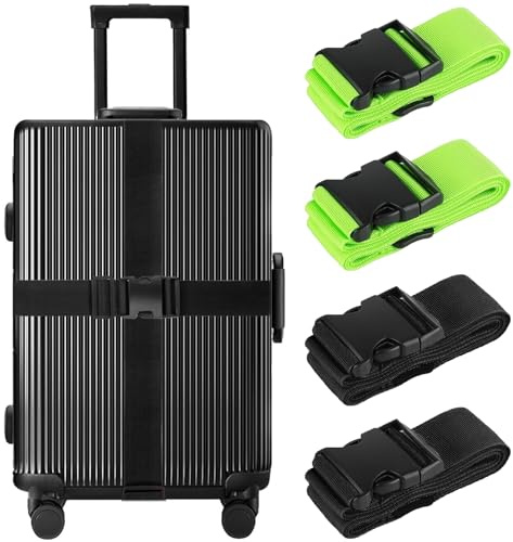 FAYAHAR 4 Piezas Correa para Maleta, Correas de Equipaje Ajustables, Cinta para Maletas de Viaje con Cierre de Hebilla, Conexión Cruzada Correas de Maleta, para Equipaje Fijo (2 Colores)