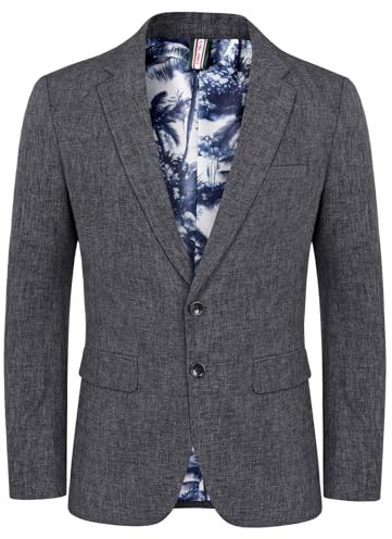 PJ PAUL JONES Casual Blazers för män lätta kostymjackor 2 knappar sportrock, Mörkgrått, M