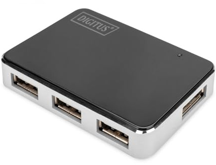 Digitus USB HUB - 4 Puertos - USB de alta velocidad 2.0 - 480 Mbps - Plug & Play - Cable de conexión 66 cm - Negro