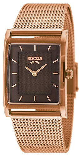Boccia Damenuhr mit Edelstahl Mesh-Band roségold 3294-07 Titan