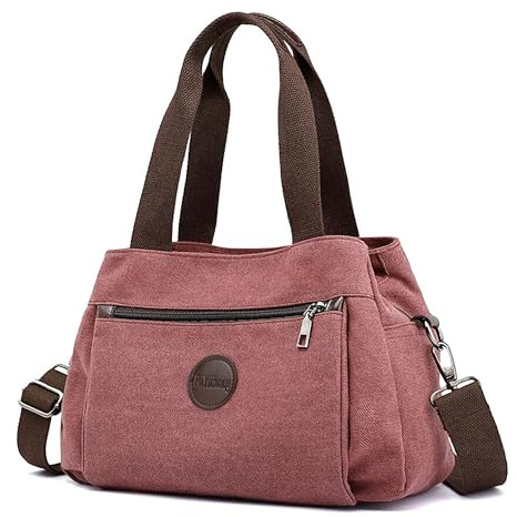 DIRRONA Canvas Tasche Damen – Vintage Handtasche Damen, Große Umhängetasche mit Mehreren Fächern, Verstellbare Schultergurte, Casual Schultertasche für Reise, Arbeit, Alltag & Diebstahlschutz