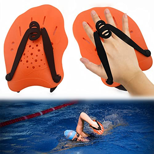 Pagaia a Mano Unisex-Adulto, Pagaie per Nuotare con Cinghie Regolabili Forza Potenza Aiuto Piscina Attrezzature Accessorio da Allenamento per Adulti Bambini