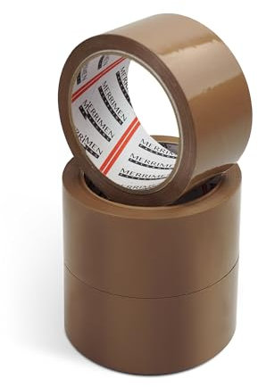 Merrimen Strong Heavy Duty Brown Packaging Tape - 3 Rolls (48MM x 66M) - Secure Sticky Sealing Tape for Parcel Boxes, Moving Boxes & Large Postal Bags - Ideal for Long Term Storage