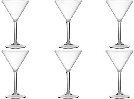 Garnet - Bicchiere di PLASTICA riutilizzabile - Coppa martini x 6 PEZZI - Alti spessori - Perfetti per eventi - Lavabile in lavastoviglie - 26 cl Bordo/ 28 cl a Servizio - 100% Made in Italy