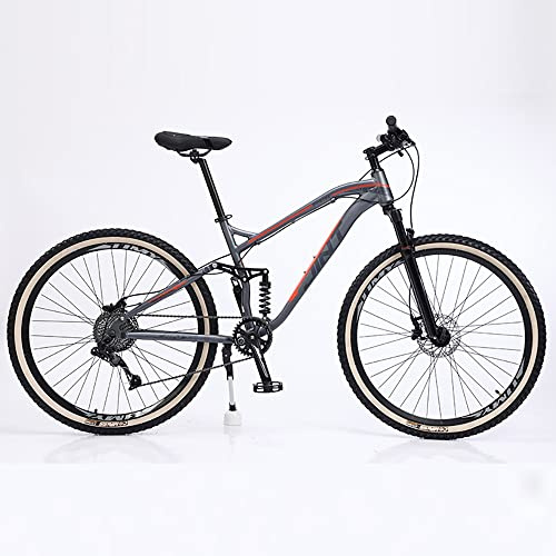 ITOSUI Adult Mountain Bike, 27.5 inch Wheels, Mountain Trail Bike High Carbon Steel Bicycles, 9/10/11/12-Speed Bicycle Full Suspension MTB ​​Gears Dual Disc Brakes Mountain Bicycle