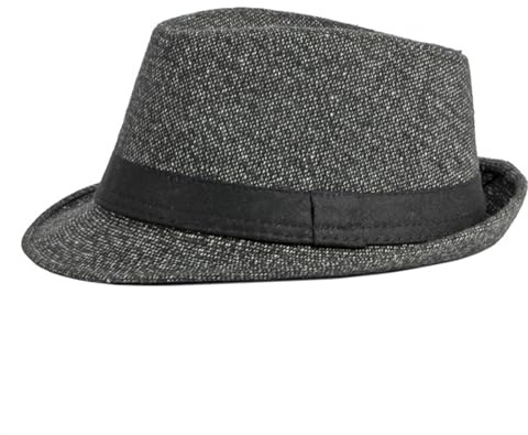 IBLUELOVER Men's Fedora Trilby Hat - Classic Bowler, Cotton Bush, Western Jazz Gentleman's Hat - Short Brim, UV Protection, Warm for Autumn Winter Outdoor Cosplay Ceremony, 56-58cm Black