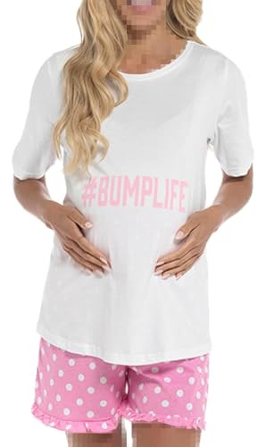 A2Z Ladies Maternity Pyjama Set Jersey Cotton Shorts Nightwear Comfort White