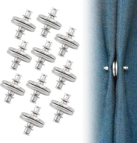 10 Paare Raffhalter Magnetisch, 17mm Magnetische Vorhang Raffhalter, Vorhang Magnetknopf, Vorhang Magnetischer Verschluss, Gardinen Zubehör, Vorhangzubehör, Magnete für Vorhänge