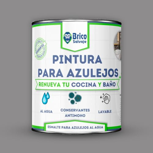 BRICOSALVAJE Pintura para Azulejos Cocina y Baño al Agua SATINADO | Sin Imprimación | Lavable | Gran dureza (Gris Cálido, 750 ML)