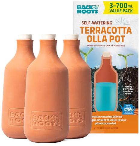 Tillbaka till Roots Självvattnande Terrakotta Pot (paket med 3), 700 ml ger 1 vecka med precisionsvattning