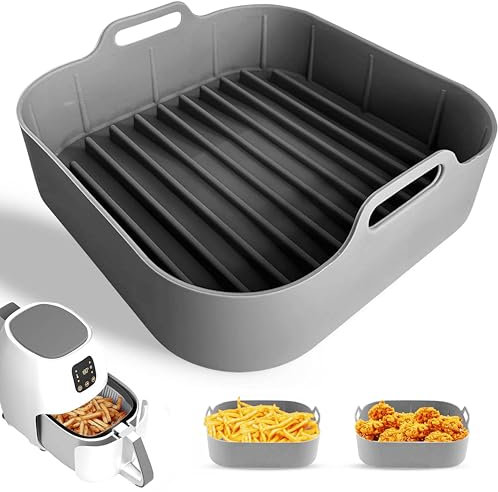 Molde de Silicona para Freidora de Aire – 1 Pieza Reutilizable, Bandeja Cuadrada Antiadherente, Accesorio para Air Fryer, Apto para Microondas y Horno