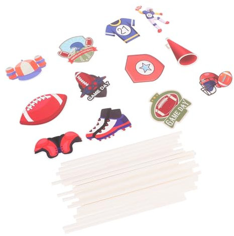 OUNONA 24pcs Rugby Sports Toppers Cupcake Picks Rugby Themed Dessert Toppers for Party Favors Birthday Cupcake Decorative for England Fans