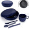 Evanda kit campeggio con ciotola, piatto, tazza, cucchiaio, forchetta, coltello e borsa per il trasporto, Riutilizzabile accessori da campeggio Attrezzatura essenziale Peso leggero Facile trasportare