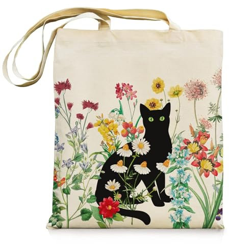 CharmBurst Bolsa de Lona con diseño de Flores Vintage, Cierre de Cremallera, Bolsa de Tela Reutilizable, Regalo para Mujeres