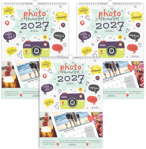 2027 A4 Personalised Photo Calendar Pack 3 - Insert Your Own Photos