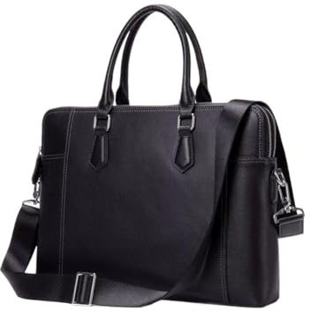 JUAKSQZYI crossbody-väska svart läder smal portfölj för män kvinnor laptop