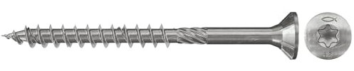 fischer Power-Fast FPF-ST 4,5 x 60 A2P - Spanplattenschrauben mit Teilgewinde und Senkkopf, zur Befestigung von tragenden Bauteilen in Holz, nicht rostender Stahl - 200 Stück - Art.-Nr. 657065, A2