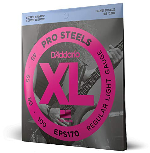 D'Addario XL ProSteels Bass Guitar Strings - EPS170 - Long Scale - Regular Light, 45-100