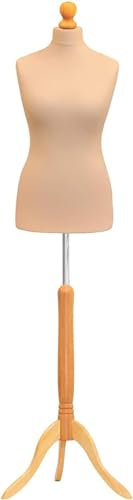 Mannequin buste de couture taille 38/40 Pour couturiers, étudiants en mode Couleur crème avec base en bois clair