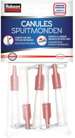 RUBSON Canules pour cartouche de mastic ou de colle - Lot de 5 canules avec bouchon de protection