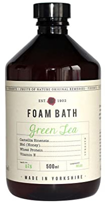 Fikkerts Fruits of Nature Green Tea Soothing and Relaxing Bath Foam (500ml/16.91floz) with Lively, Herbal Citrus Tones, Vegan Plant Based