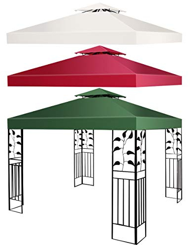 GOPLUS reservtak för paviljong 3 x 3 m vattentät, paviljongstak ersättningsskydd skyddskåpa takpresenning paviljong för trädgård lusthus (mörkgrön, dubbeltak)