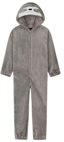 CityComfort Combinaison Pyjama Enfant Animaux Grenouillère Surpyjama en Polaire (Gris Paresseux, 11-12 Ans)
