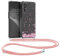 kwmobile Carcasa Compatible con OPPO Find X3 Lite Funda con Cuerda - Funda con Correa Colgante - Cordón Ajustable - Bordes elevados - Flores Cerezo cayendo