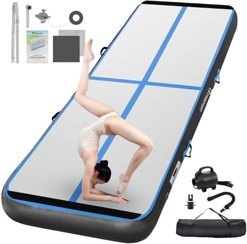 FBSPORT Trainingsmatte, 20 cm, Höhe, aufblasbar, Air Tumbling Track 3 m, Gymnastikmatte, aufblasbar, Tumbling, Gymnastikmatte, für Turner, Tumbling, Yoga, mit Pumpe