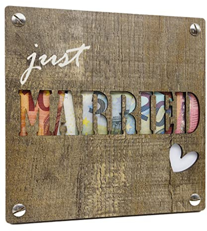 Geldgeschenk JUST MARRIED I Originelles Hochzeitsgeschenk für Brautpaar aus Holz I Hochzeitsgeschenke I Geldgeschenke I Geldverpackung I Hochzeit Geschenk I Geschenke I Geld von Herzen verschenken