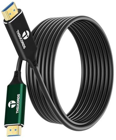 Thsucords Cable de Fibra óptica HDMI 8K de 15M, Cable HDMI 2.1 de Alta Velocidad Soporta 48 Gbps 8K @60Hz 4K @120Hz HDR Dinámico HDCP 2.2 y 2.3 eARC para PS5, Xbox Series X, PC, TV