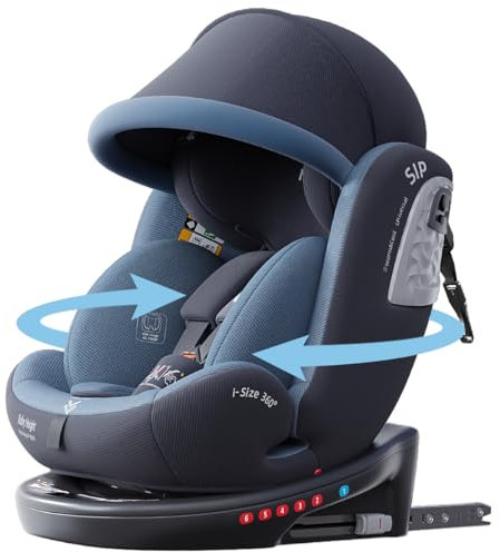 Heekin 360 Spin Baby car seat with ISOFIX for Child 40-150 cm(0-36kg),0-12 Years,Group 0+/1/2/3,with a Sunshade, R129 Certification(Blue)