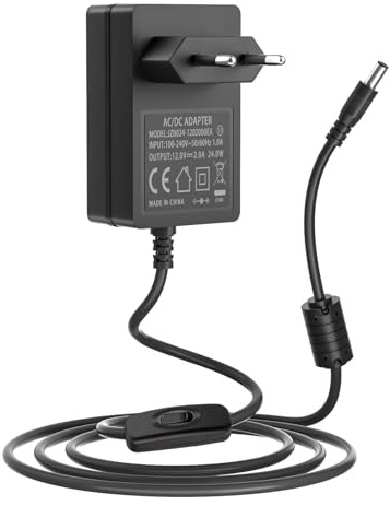 Alimentation Switch 12V Adaptateur 12V 2A Compatible avec Seagate Freeagent Goflex WD Western Digital My Book Essential HDD Disque Dur Externe numérique WD My Cloud Cordon d’Alimentation
