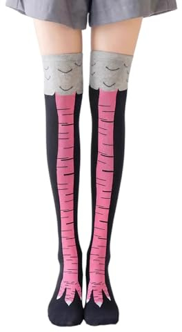 Chicken Leg Socks Drole pour Les Fêtes D'Anniversaire Fêtes Costumées,Chaussettes Amusantes pour Adultes,Rigolotes Humour,Chaussettes Montantes Femmes (Rose Foncé)
