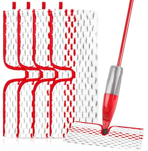 KufaerBeam Ersatzmoppköpfe, Ersatz-Wischmopp, rotierend, trocken und nass, 2-in-1, wiederverwendbares Mikrofasertuch, geeignet für alle Böden, Reinigung auf zwei Seiten, 4 Stück