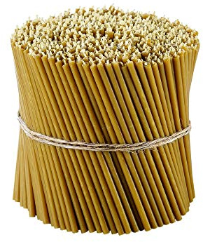 Danilovo Pure Beeswax Candles - Honey-Scented, Decorative Thin Taper Candles - Ideal for Birthday Decoration or Church Prayers - Drip Free, Tall & Smokeless Pack of 100 pcs, 6.3 x 0.2 inch