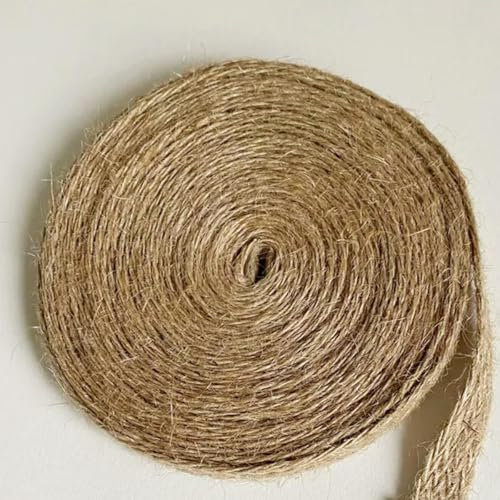 VICIYOO Cordones de Yute Trenzados Planos, Cinta de arpillera, macramé, Suministros para Manualidades Hechos a Mano, Cuerda de cáñamo Natural, Hilo de Cuerda para decoración del hogar, 5 m