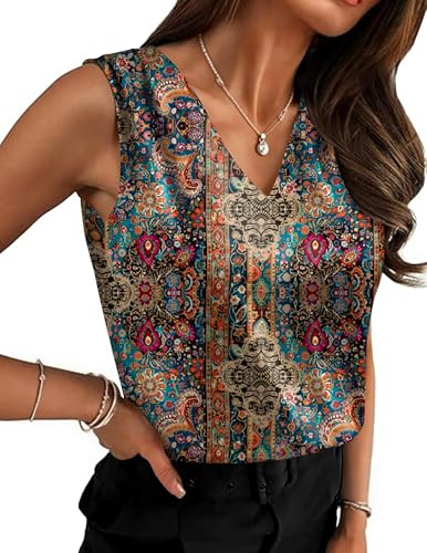 Zeagoo Dressy Tank Tops for Women Summer Work Blouses V Neck Sleeveless Shirts Business Casual Outfits.