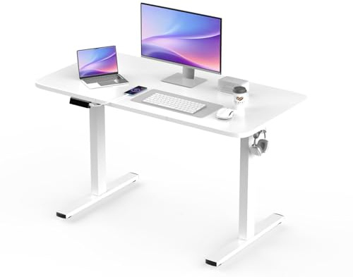 ZZINOKE Bureau Électrique Réglable en Hauteur, 120 x 60 cm, Bureau Assis Debout avec Mémoire Contrôle et Port USB, Bureau Ergonomique, Panneau Intelligent, Blanc