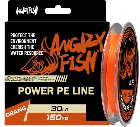 ANGRYFISH Solar Burst Orange Braided Fishing Line - Strong Sensitive PE Braid Line - Ultra-Strong & Abrasion Resistant - Thinner Diameter for Longer Casts - Saltwater Freshwater Use(20LB/150Yds)