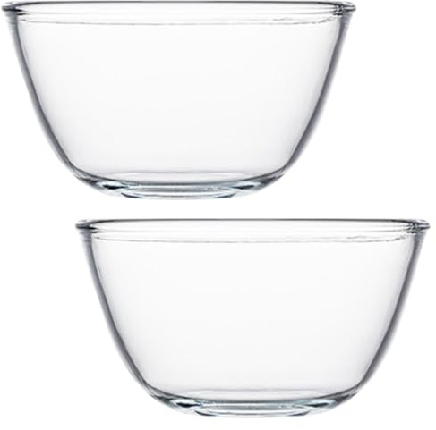 Alipis Juego de 2 Boles de Vidrio para Mezclar de 500 Ml Resistentes a Olores Base Antideslizante Aptos para Ensaladas Sopas y Repostería Ideales para Uso Casa y Cocina Diaria