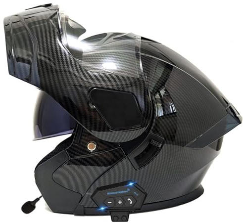 Caschi Apribili E Modulari Bluetooth Caschi Integrale Apribile Con Doppia Visiera Casco Moto Modulare Approvato DOTECE Per Adulti Uomini Donne Cascos Motociclista Integrali B,XXL:63-64CM