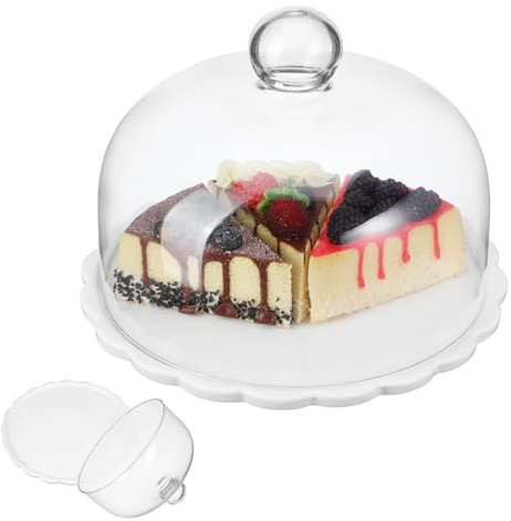 HOUDERCO Soporte para Tartas Campana de Cristal y Base Cerámica 9.25 Pulgadas, Apto para Conservación y Exhibición en Panaderías y Hogar
