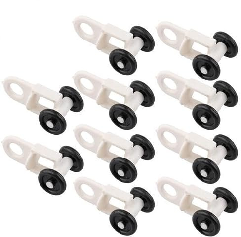 KCHFEVQ 10 Piezas Deslizadores de Riel para Cortina Carro de Riel Gancho Colgador con Rueda Rodillo Deslizante Silencioso Material Resistentes Ad, 4 Piezas